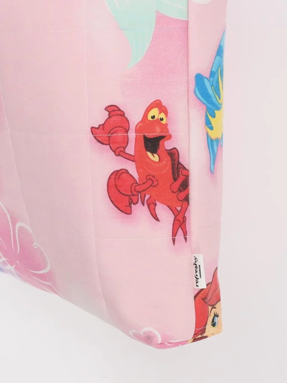 Little Mermaid Vintage Pattern Quilted Tote Bag Handmade Upcycled